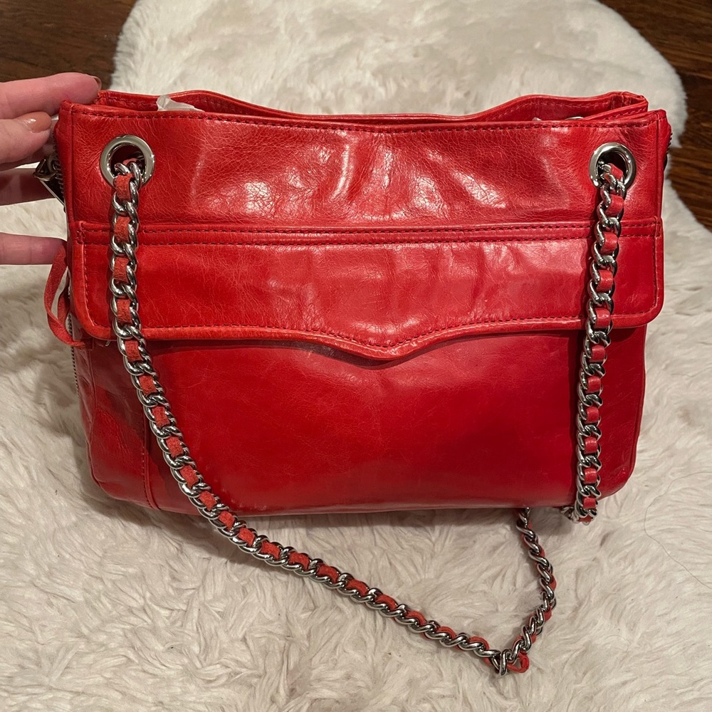 Rebecca Minkoff Leather Swing Medium Shoulder Bag Red